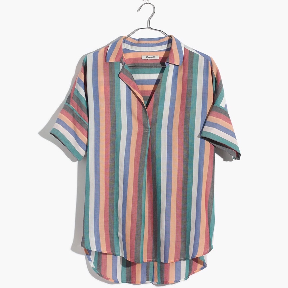 Madewell Courier Button Back Shirt in Festival Stripe